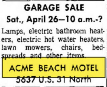 Acme Beach Motel - Apr 25 1969 Garage Sale (newer photo)